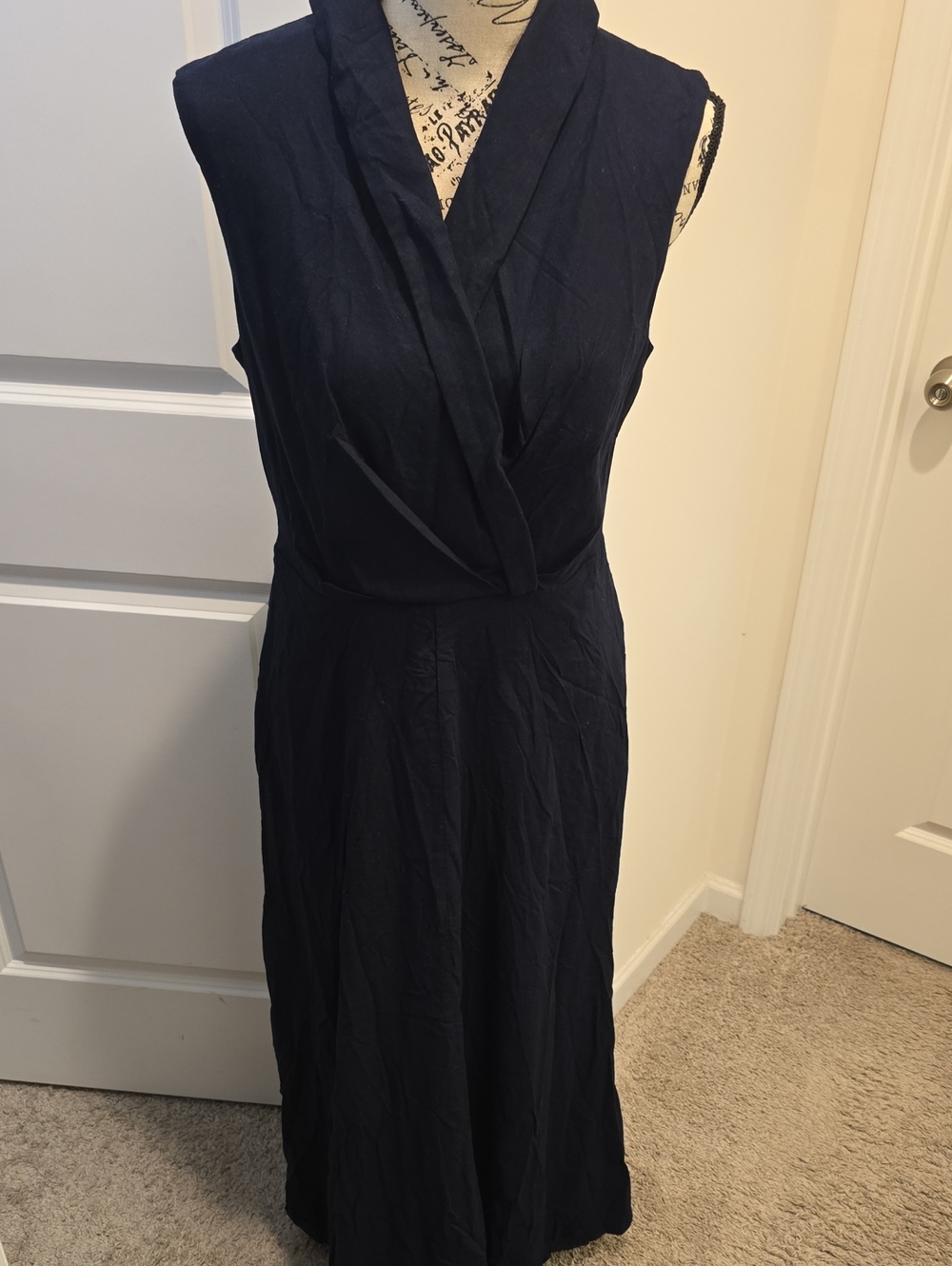 Commense Sleeveless Dark Navy Wrap Dress